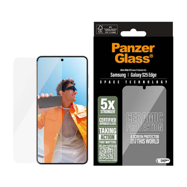 PanzerGlass - Ceramic Screen Protector Samsung S25 Edge - Ultra-Wide Fit