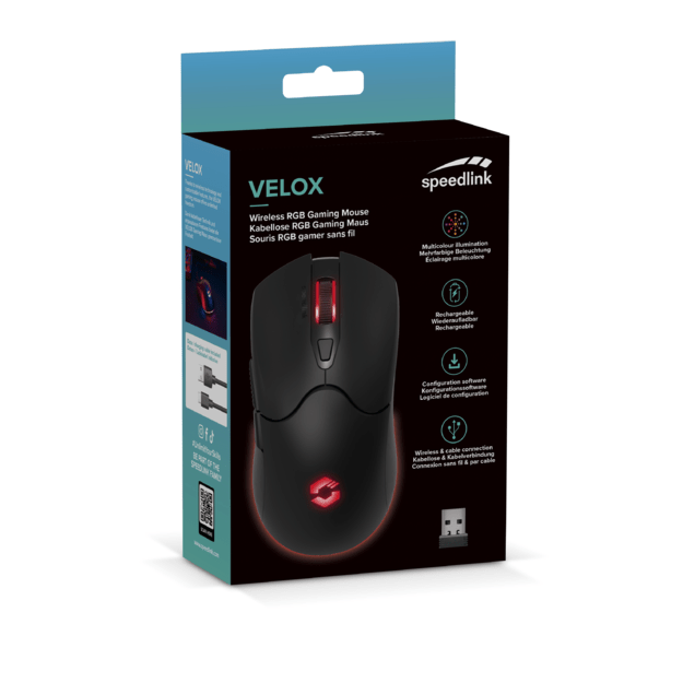 Speedlink - VELOX Rechargeable RGB Gaming Mouse - Wireless, black 4