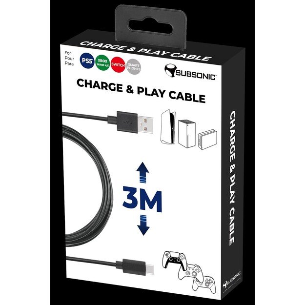 Subsonic Charge PS5, X BOX series, Switch 3 meter 1