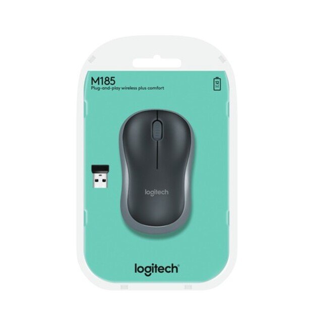 Logitech - M185 Mouse USB Grey Wireless