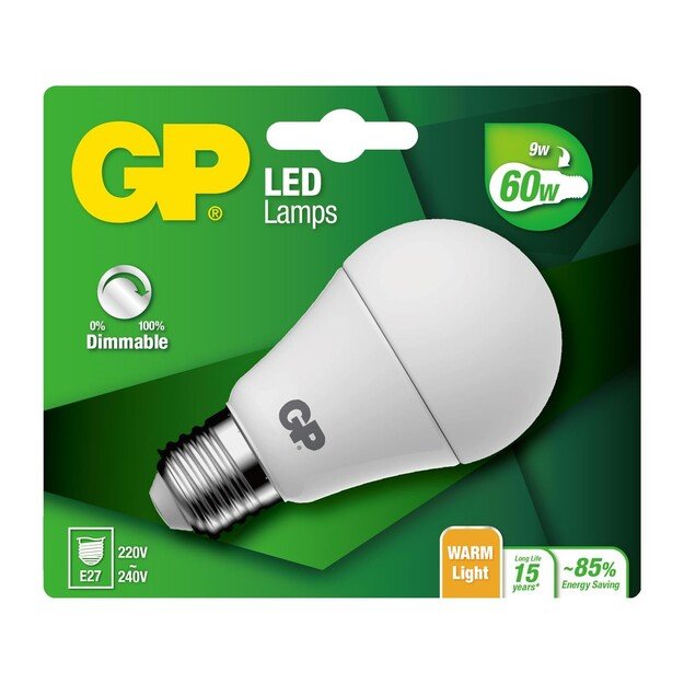 GP - LED Lamp Classic, E27, DIM, 9W (60W), 806lm