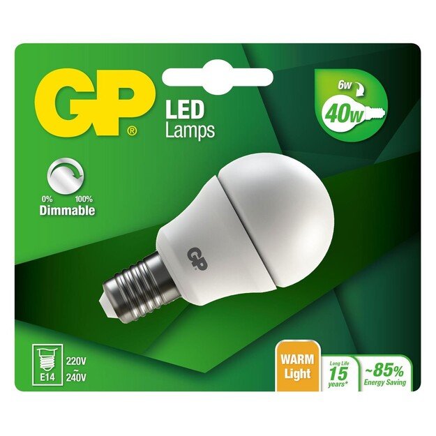 GP - LED Lamp Mini Globe, E14, DIM, 6W (40W), 470lm