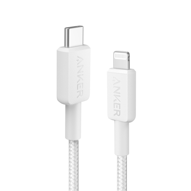 Anker - 322 USB-C to Lightning Cable (3ft Braided) - White