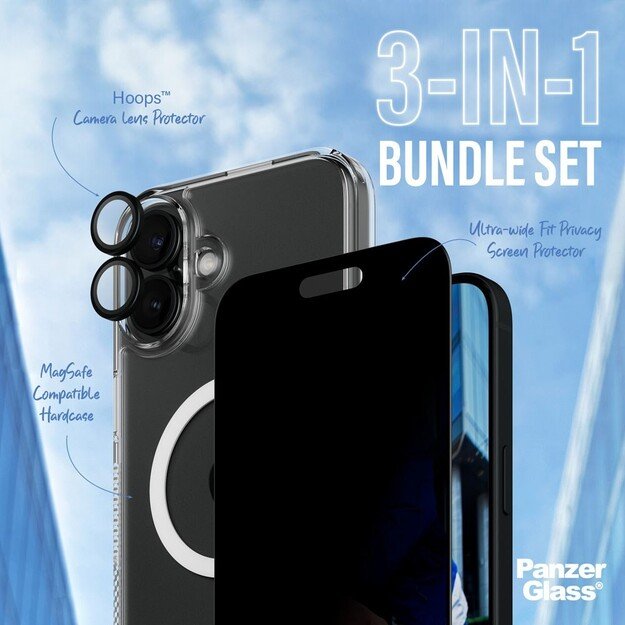 PanzerGlass - iPhone 16 Plus 6.7'' 3-in-1 Privacy Protect Bundle