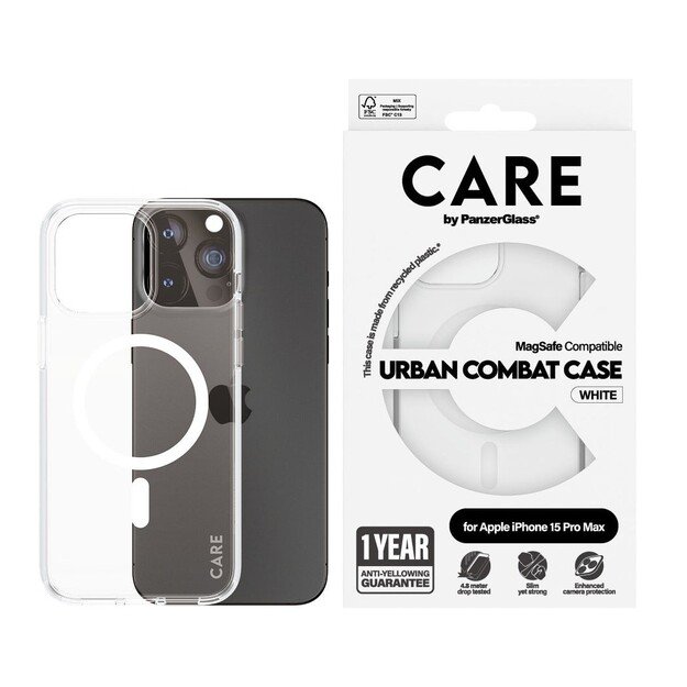 CARE by PanzerGlass -  Case Transparent w. White MagSafe - iPhone 15 Pro Max