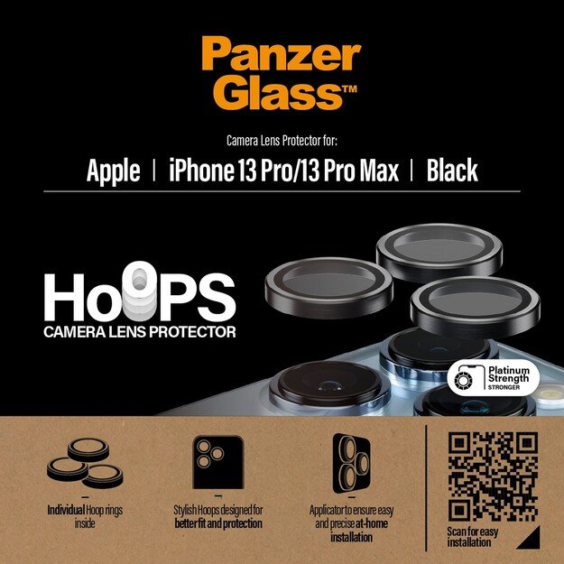 PanzerGlass - Hoops Camera Lens Protector for iPhone 13 Pro - 13 Pro Max - Black