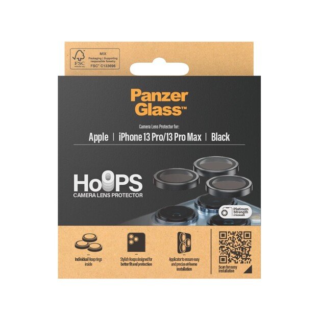 PanzerGlass - Hoops Camera Lens Protector for iPhone 13 Pro - 13 Pro Max - Black