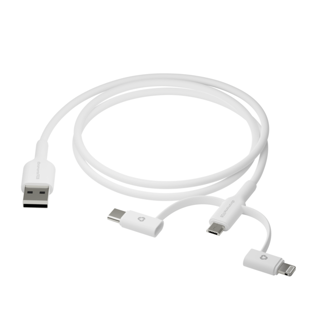 dbramante1928 - Re-charge - 3in1 Cable–USB A to USB-A,C & Lightn-W