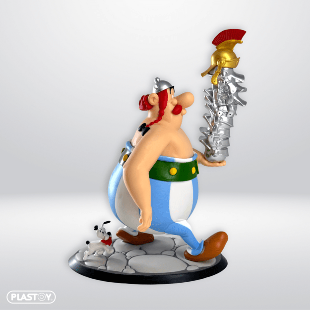 OBELIX STACK OF HELMETS AND DOGMATIX FIGURINE