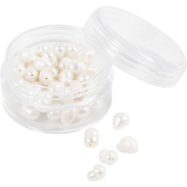 Creative - Freshwater pearls, Perforated crosswise, dia. 4-6 mm (632122)