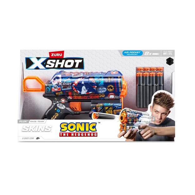 X-SHOT-SKINS-FLUX(8 Darts) Assorted - S001- SONIC - (36648)