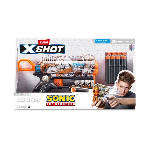 X-SHOT-SKINS-FLUX(8 Darts) Assorted - S001- SONIC - (36648)