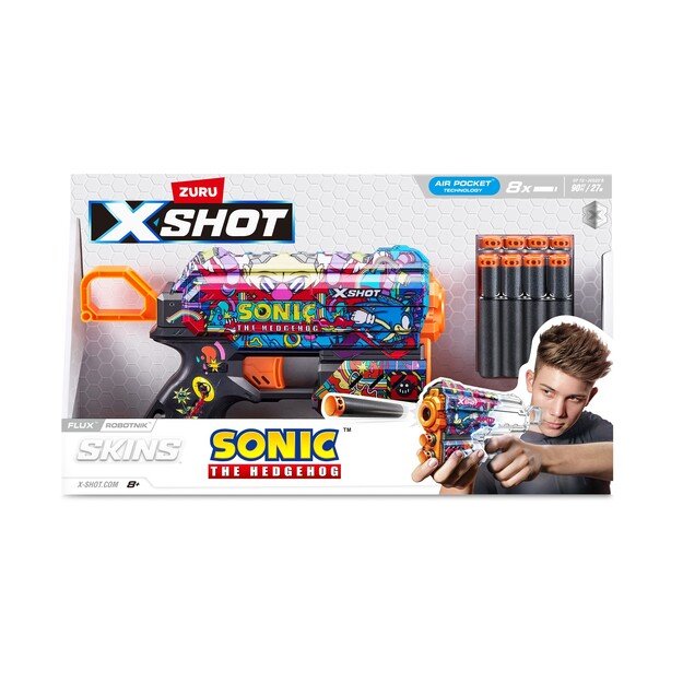 X-SHOT-SKINS-FLUX(8 Darts) Assorted - S001- SONIC - (36648)