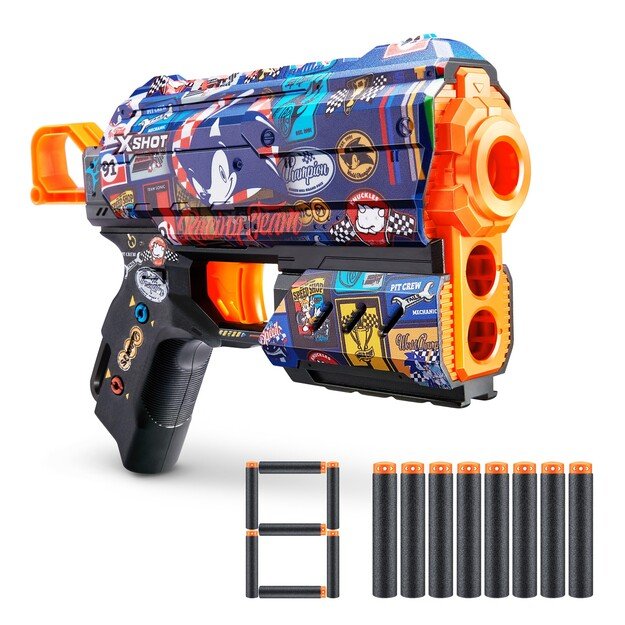 X-SHOT-SKINS-FLUX(8 Darts) Assorted - S001- SONIC - (36648)