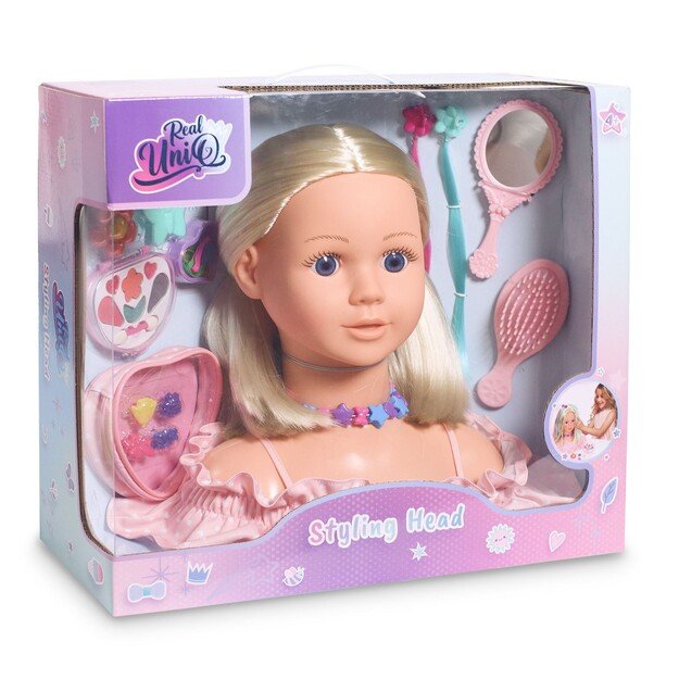 Real UniQ - Styling Head with hair accessories and cosmetic case (30561)