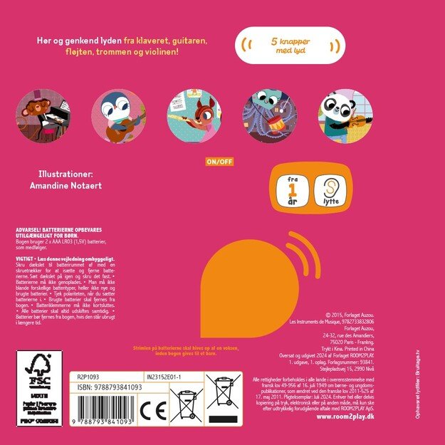 Room2Play - Pegebog med lyd - Musikinstrumenter (Danish) - (R2P1093)