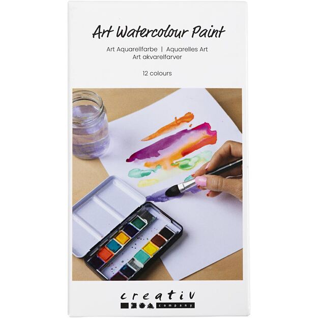 Creative - Art watercolour, ½-pan, Flowers and landscapes, size 10x15x20 mm, assorted colours, 12colour/ 1 pc - ()