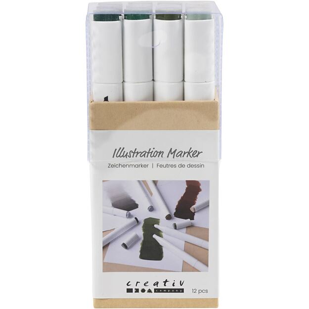 Creative - Illustration Marker, line 1+8 mm, Nature colours, 12pc/ 1 pack - ()