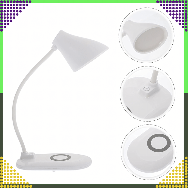 Lampka LED na Biurko Biurkowa Szkolna 3 Tryby Ładowarka Indukcyjna QI USB 17