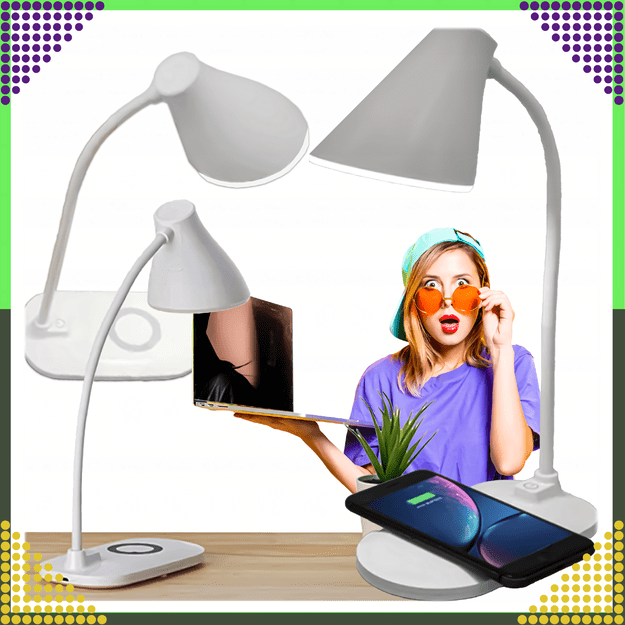 Lampka LED na Biurko Biurkowa Szkolna 3 Tryby Ładowarka Indukcyjna QI USB 16