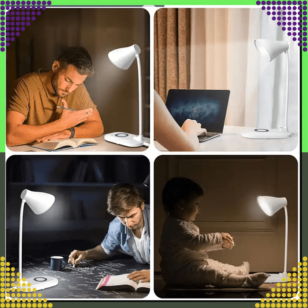 Lampka LED na Biurko Biurkowa Szkolna 3 Tryby Ładowarka Indukcyjna QI USB 25