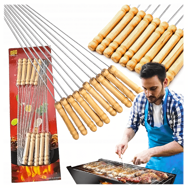 Szpikulce Patyki do Szaszłyków Szpikulec do Grilla Metalowe 10 szt 30 cm