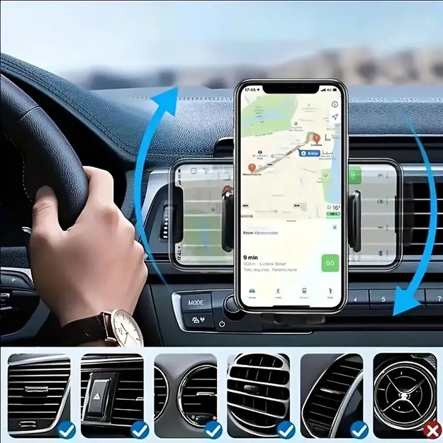 UCHWYT SAMOCHODOWY STABILNY DO KRATKI NA TELEFON KOKPIT SZYBE PEWNY ZESTAW 32