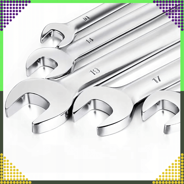 Zestaw Kluczy Płasko-Oczkowych 10 el. Klucze Płaskie Oczkowe Etui 8-24 mm 19