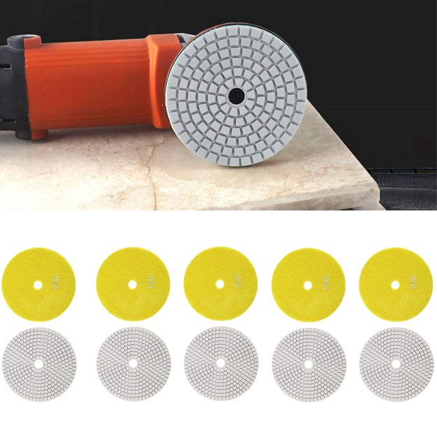 10x Tarcza Diamentowa Polerska 80mm do Szlifowania Gresu Płytek Na Rzep 150 19