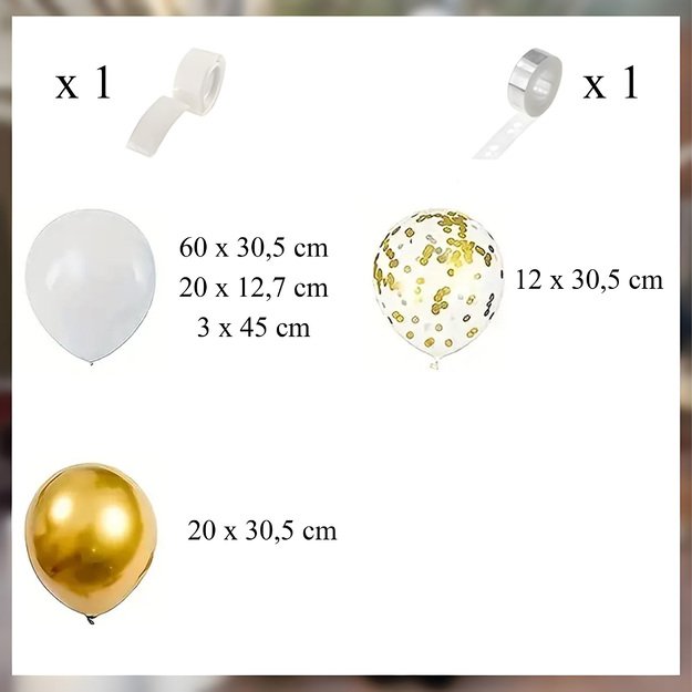 Girlanda Balonowa Zestaw Balonów na Urodziny Wesele Złote Białe 110 ele 10
