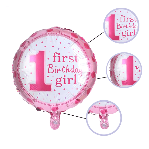 Balony na 1 Urodziny Roczek Dziewczynka Zestaw 5 szt Gwiazdki Balon  5