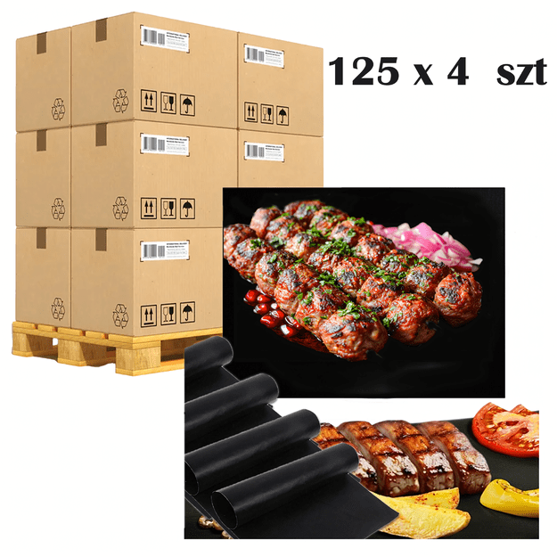 KARTON 125KMPL x 4 SZT Mata Teflonowa Tacka BBQ do Pieczenia na Grill do Piekarnika Wielorazowa 