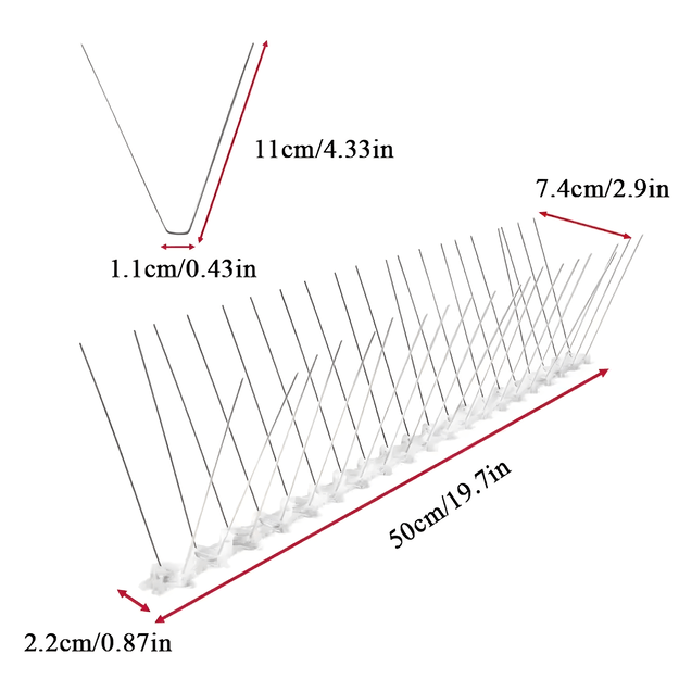 100 x METALOWE STALOWE NIERDZEWNE KOLCE NA PTAKI GOŁĘBIE WRÓBLE NA PARAPET GZYMS 50CM  26
