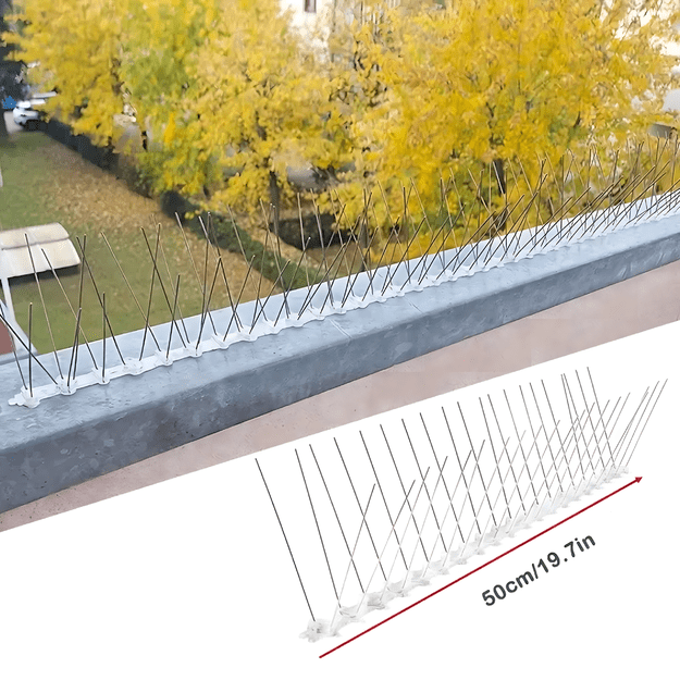 100 x METALOWE STALOWE NIERDZEWNE KOLCE NA PTAKI GOŁĘBIE WRÓBLE NA PARAPET GZYMS 50CM  23
