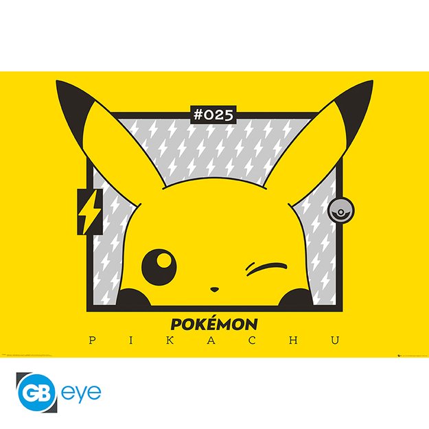 Pikachu Wink Poster - Yellow - 91.5x61 cm