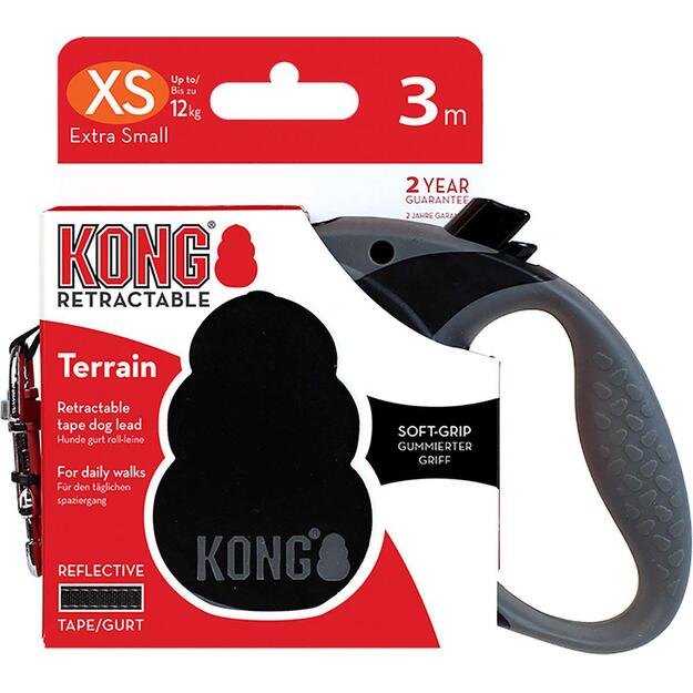 Kong - Retractable Leash Terrain - Black - XS