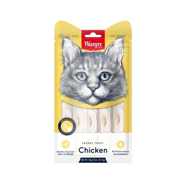 wanpy - Wanpy Cat Creamy Lickable Treat - Chicken 70g (5x14g) - 70g (5x14g)