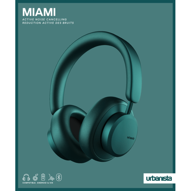 Urbanista - Miami Teal Green Wireless ANC Headphones 5
