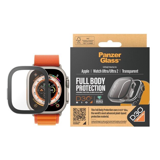 PanzerGlass - Screen Protector med D3O Full Body Apple Watch Ultra - 49mm - Transparent 1