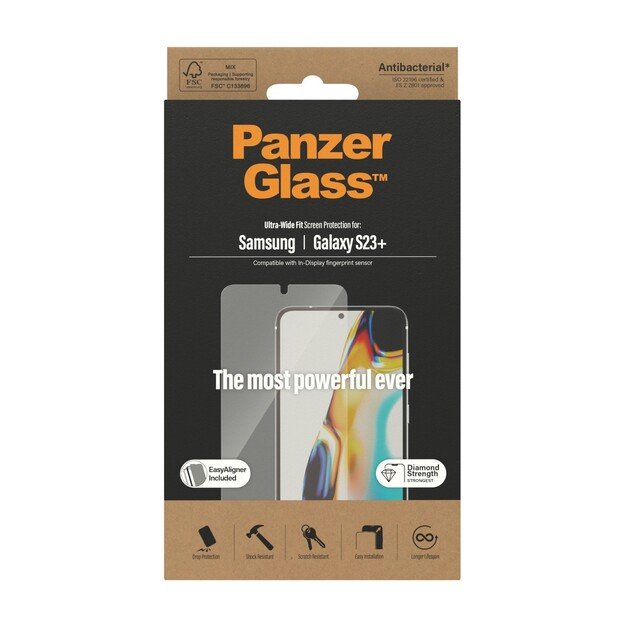 PanzerGlass - Screen Protector Samsung Galaxy S23+ - Ultra-Wide Fit m. EasyAligner 3