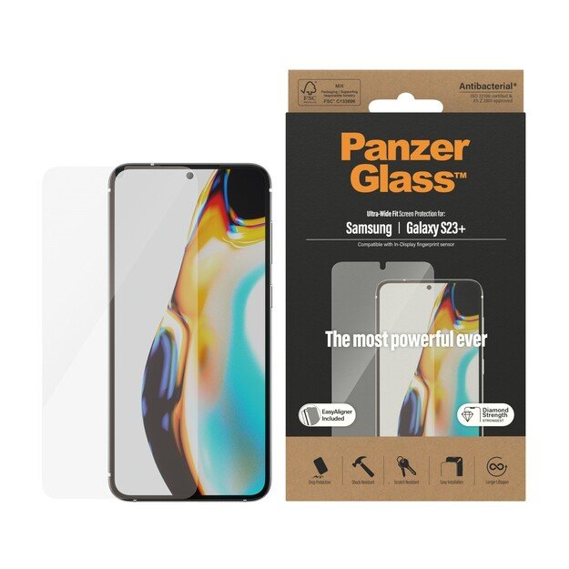 PanzerGlass - Screen Protector Samsung Galaxy S23+ - Ultra-Wide Fit m. EasyAligner 2