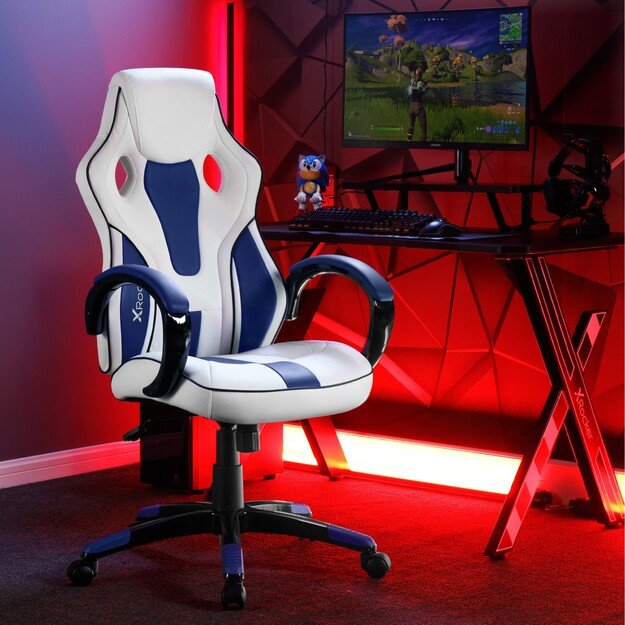 Xrocker Maverick Height Adjustable Office Gaming Chair - White And Blue 7