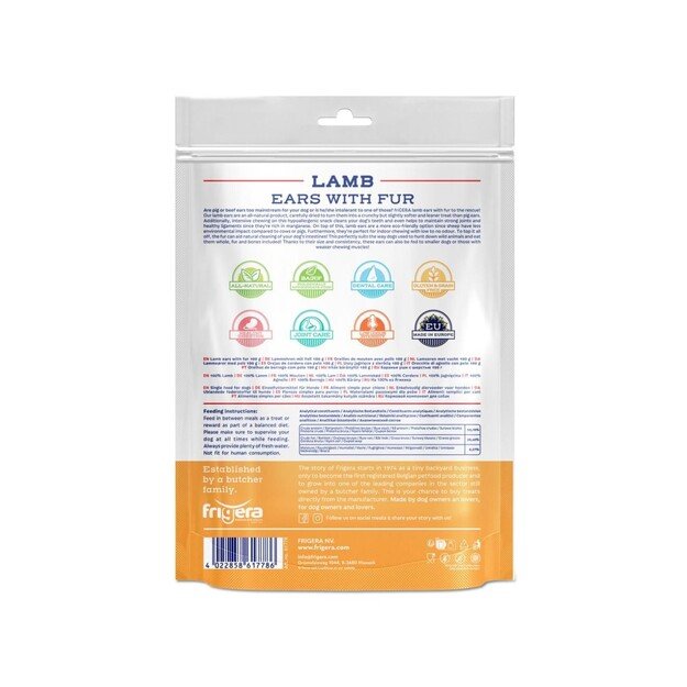 Frigera - Natural Dog Chews Lamb ears with hair 100gr (402285861778) 1