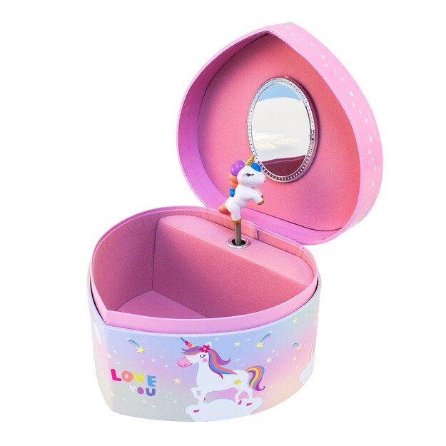 Magni - Jewellery box with music, Unicorn heart, pink - (3922) 3