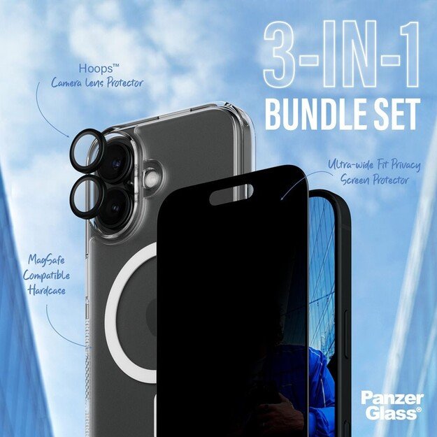 PanzerGlass - iPhone 16 6.1'' 3-in-1 Privacy Protect Bundle 4