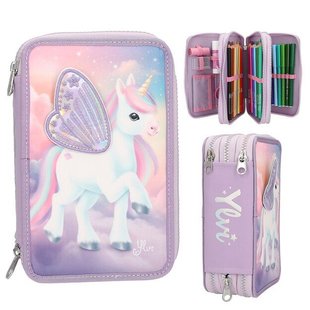 Ylvi - Triple Pencil Case With Appliquéd Wing - (0413417) 2
