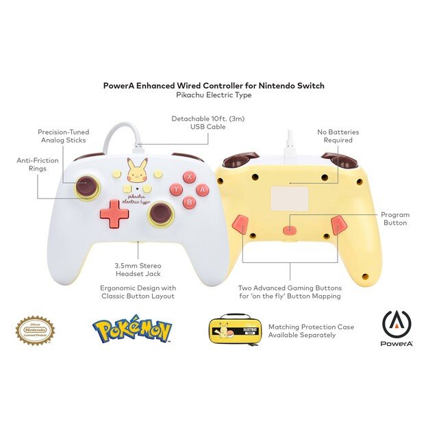 PowerA Enhanced Wired Controller for Nintendo Switch - Pikachu Electric Type 2