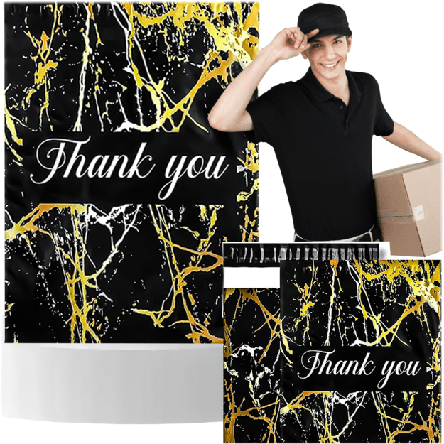 FOLIOPAKI KURIERSKIE MOCNE 255X370 ZŁOTY MARMUR THANK YOU 50SZT. 1