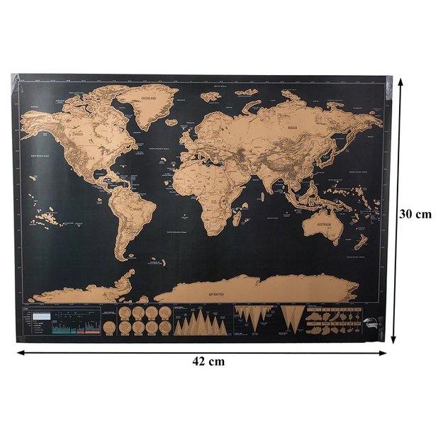 MAPA ŚWIATA ZDRAPKA DUŻA PREZENT DLA PODRÓŻNIKA PLAKAT + TUBA 42x30 CM 11