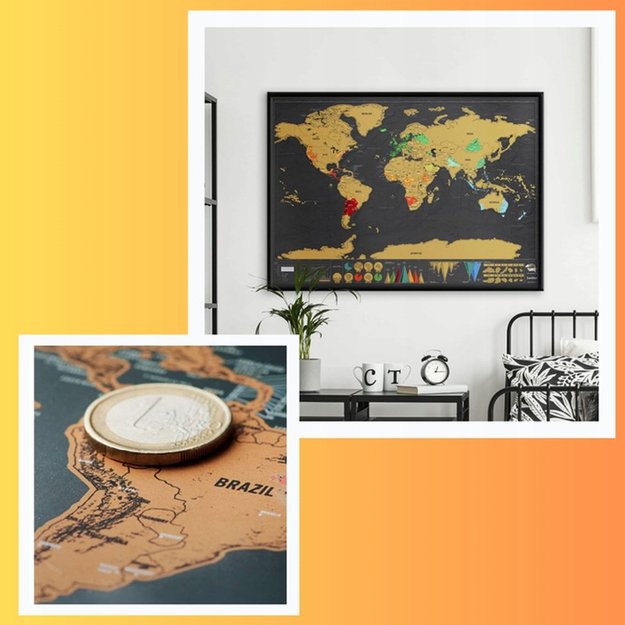MAPA ŚWIATA ZDRAPKA DUŻA PREZENT DLA PODRÓŻNIKA PLAKAT + TUBA 42x30 CM 7
